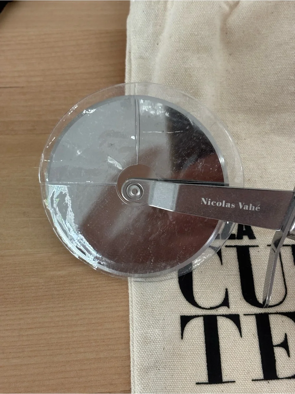 Wooden Handle Pizza Cutter - Natural Wood
